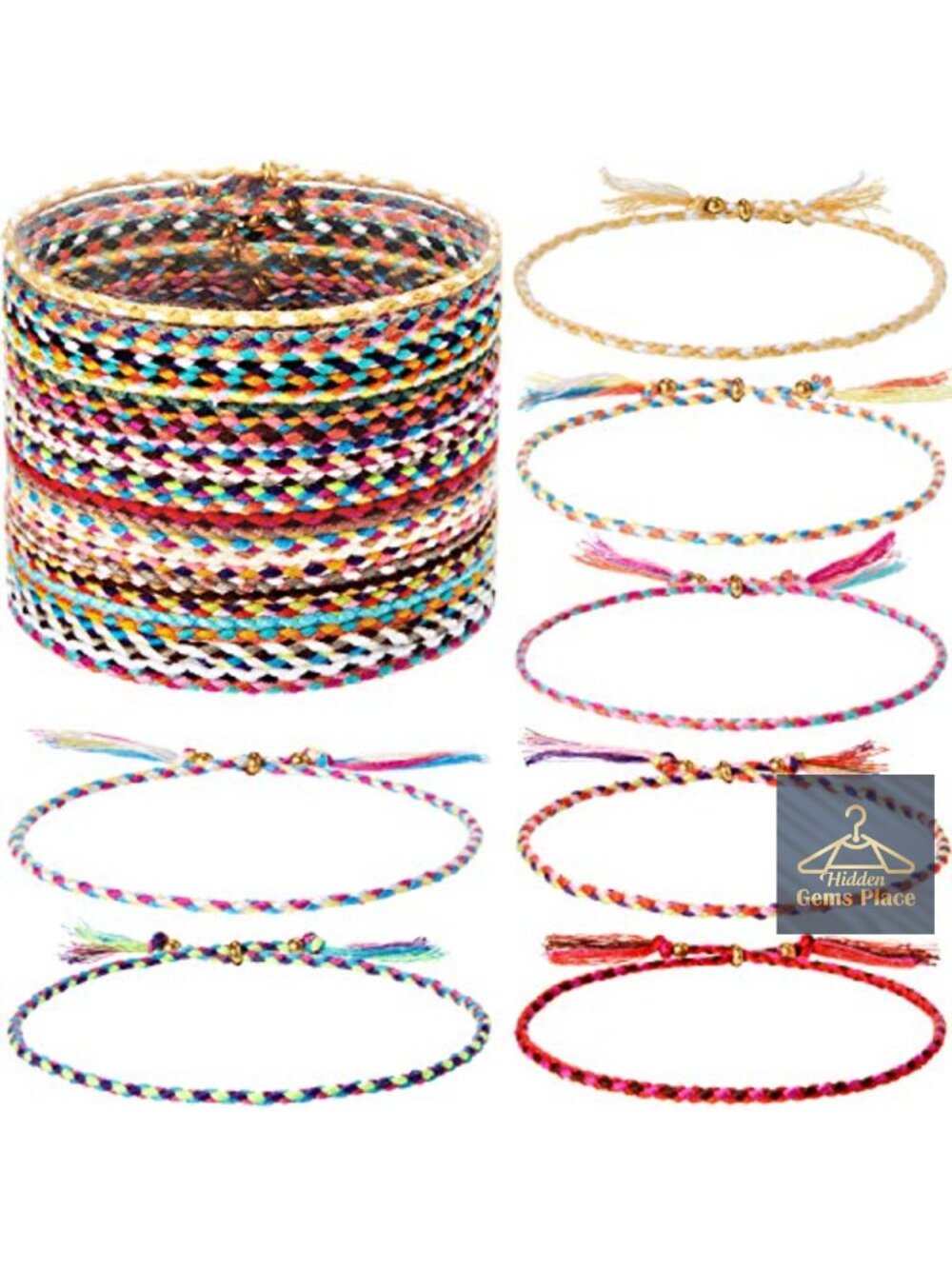 28 Piece Woven Wrap Friendship Bracelets Adjustable Boho Braided Beaded